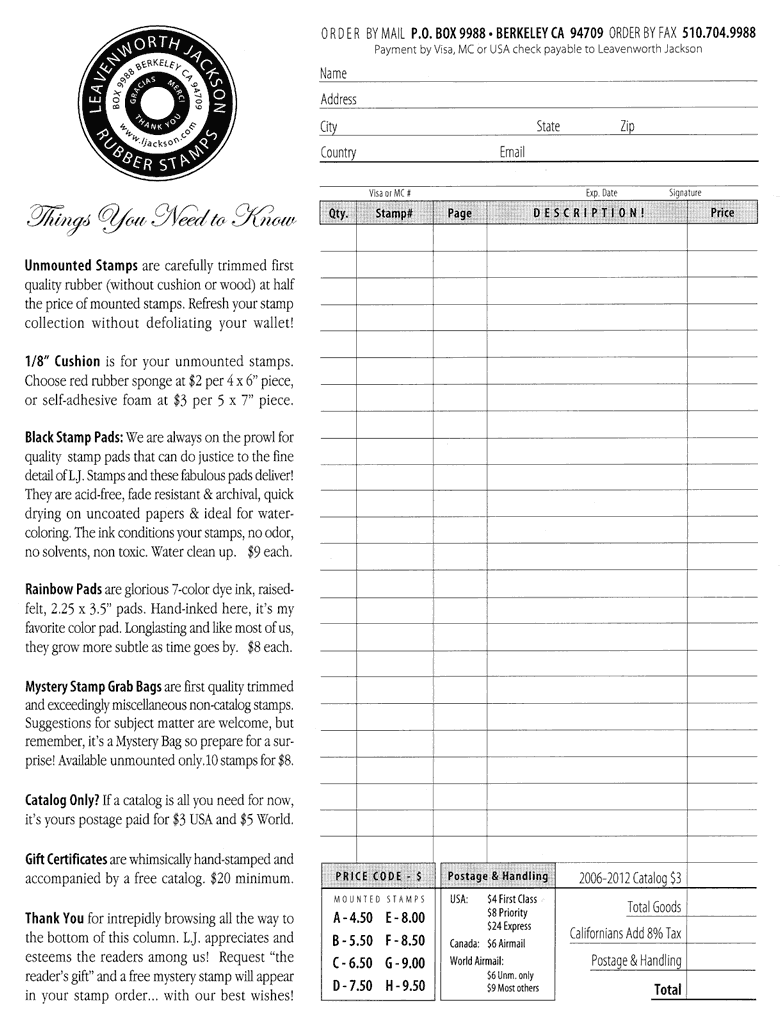 Catalog Order Form